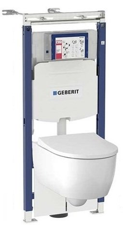 Geberit Icon Комплект подвесного безободкового унитаза с инсталляцией Sigma Платтенбау и сиденьем плавное опускание фото 1