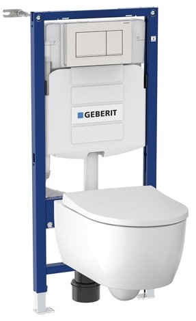Geberit Icon Комплект подвесного безободкового унитаза с инсталляцией Sigma, сиденьем плавное опускание, клавишей Sigma 30 белый матовый фото 1