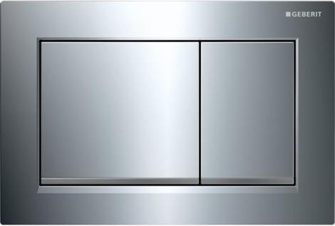 Geberit Omega 30 Двойная Кнопка слива (глянцевый хром, декоративные полоски матовый хром)