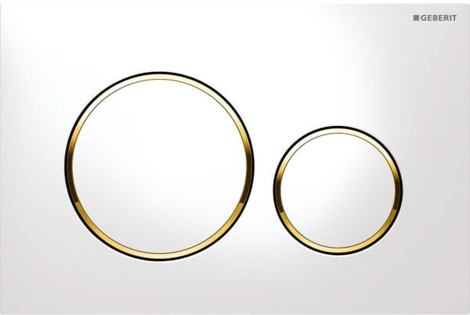 Geberit Sigma 20 Двойная кнопка слива (белый, декоративные кольца позолота)