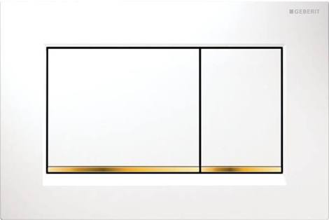 Geberit Sigma 30 Двойная кнопка слива (белый, декоративные полоски позолота)