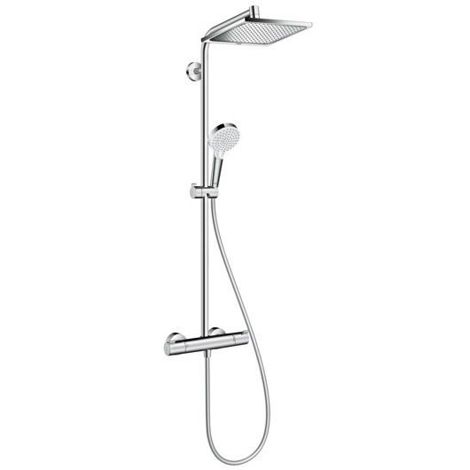 Hansgrohe Crometta E Showerpipe 240 1jet EcoSmart душевой гарнитур термостатический, настенный с ручным и верхним душем 27281000 фото 1