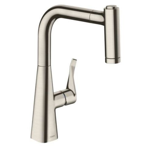 Hansgrohe Metris 220 смеситель для кухни с выдвижным изливом 14834800/Сталь фото 1