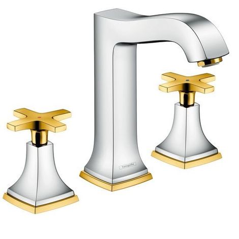 Hansgrohe Metropol Classic Смеситель для раковины, на 3 отверстия, хром/золото 31307090 фото 1