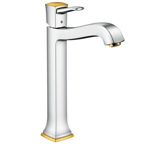 Hansgrohe Metropol Classic Смеситель для раковины выскокий, однорычажный , с донным клапаном, хром/золото 31303090 фото 1