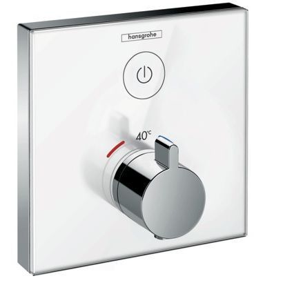Hansgrohe ShowerSelect Glass смеситель для душа встраиваемый на 1 потребитель, термостатический, внешняя часть, стекло/Белый 15737400 фото 1