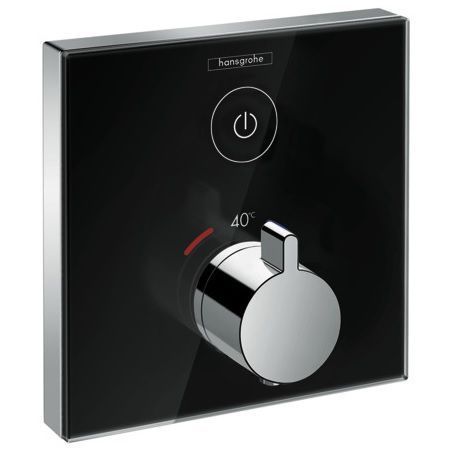 Hansgrohe ShowerSelect Glass смеситель для душа встраиваемый на 1 потребитель, термостатический, внешняя часть, стекло/Черный 15737600 фото 1