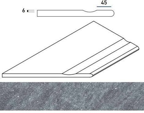 Угол Genesis X2 Jupiter Silver Бортик с выемкой закругленный левый 30x60