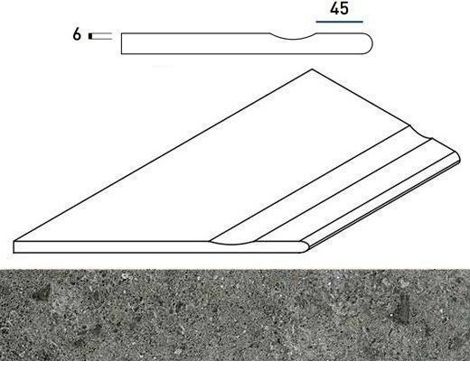 Угол Genesis X2 Saturn Grey Бортик с выемкой закругленный левый 30x60