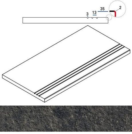 Керамогранит Room X2 Black Stone Бортик грип 30x60