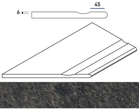 Угол Room X2 Black Stone Бортик с выемкой закругленный левый 30x60