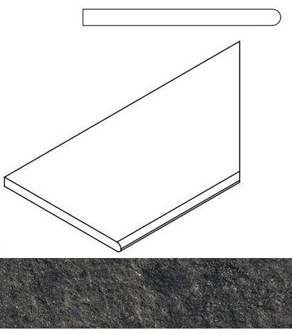 Угол Room X2 Black Stone Бортик закругленный правый 30x60