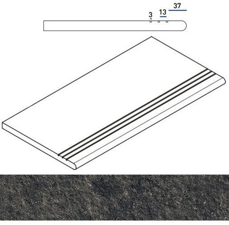 Ступень Room X2 Black Stone закругленная грип 30x60