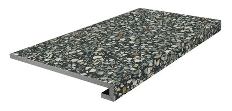 Ступень Бричиола фронтальная клееная черный матовый обрезной 33x60