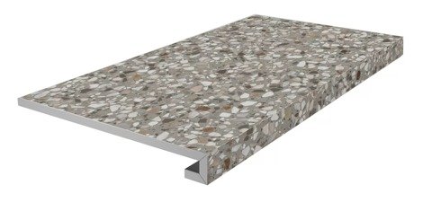 Ступень Бричиола фронтальная клееная серый матовый обрезной 33x60