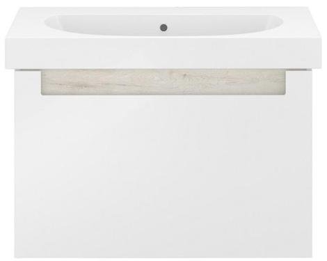 Kerama Marazzi Buongiorno Plus 80 Тумба под раковину подвесная, белая глянцевая-дуб кантри фото 1