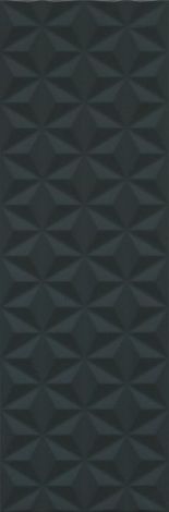 Плитка Диагональ черный структура обрезной 25x75