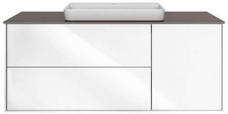 Kerama Marazzi Plaza Modern 120 Тумба под раковину подвесная, с ящиками, белая глянцевая фото 1