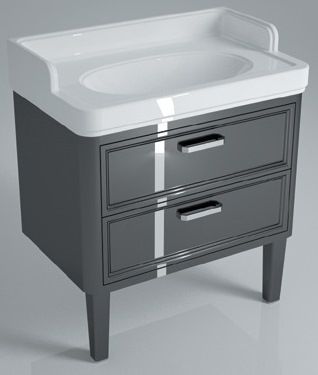 Kerama Marazzi Pompei Тумба под раковину Pompei 80, напольная, 2 ящика, черный фото 1