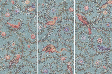 Панно Райский сад бирюзовый матовый обрезной (из 3-х плиток) 119,5x180