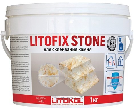 Клей LITOFIX STONE Двухкомпонентный эпоксидный белый (1 кг)