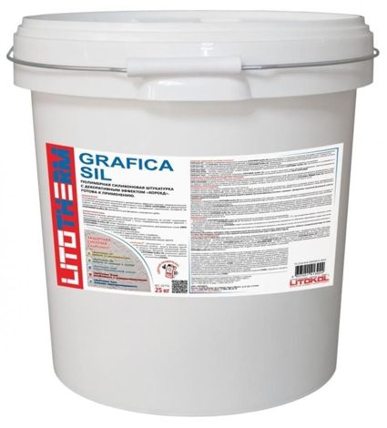 LITOTHERM Grafica Sil Декоративная силиконовая штукатурка Короед, фракция 1,5 мм, колерованная (25 кг) фото 1