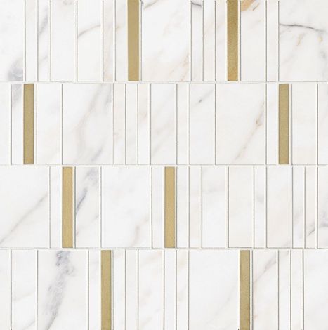 Мозаика Allmarble Wall Mosaico Golden White Barcode Lux