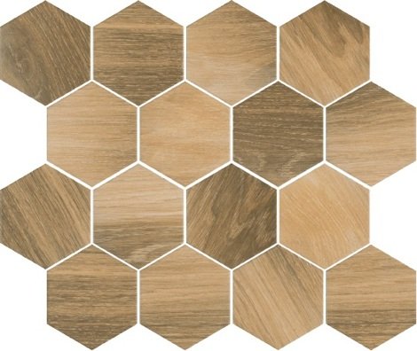 Мозаика Uniwersalna Mozaika Prasowana Wood Natural Mix Heksagon Mat