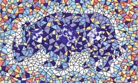 Декор Гауди Носорог многоцветный 20x33