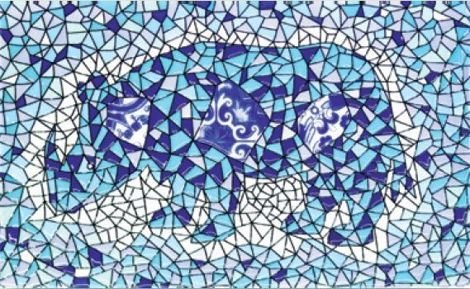 Декор Гауди Носорог синий 20x33 фото 1