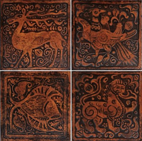 Плитка Родос коричневая темная декоративная 33x33 фото 1