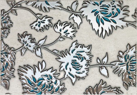 Декор Gris Dekor flower turkus 25x36